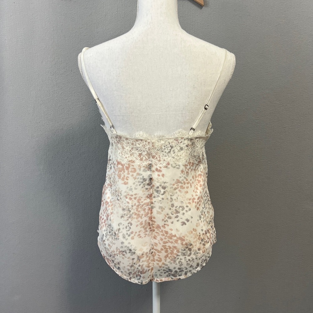 Abercrombie & Fitch Camisole Women S Cream Animal Print Lace Trim Boho Romantic - Picture 4 of 10